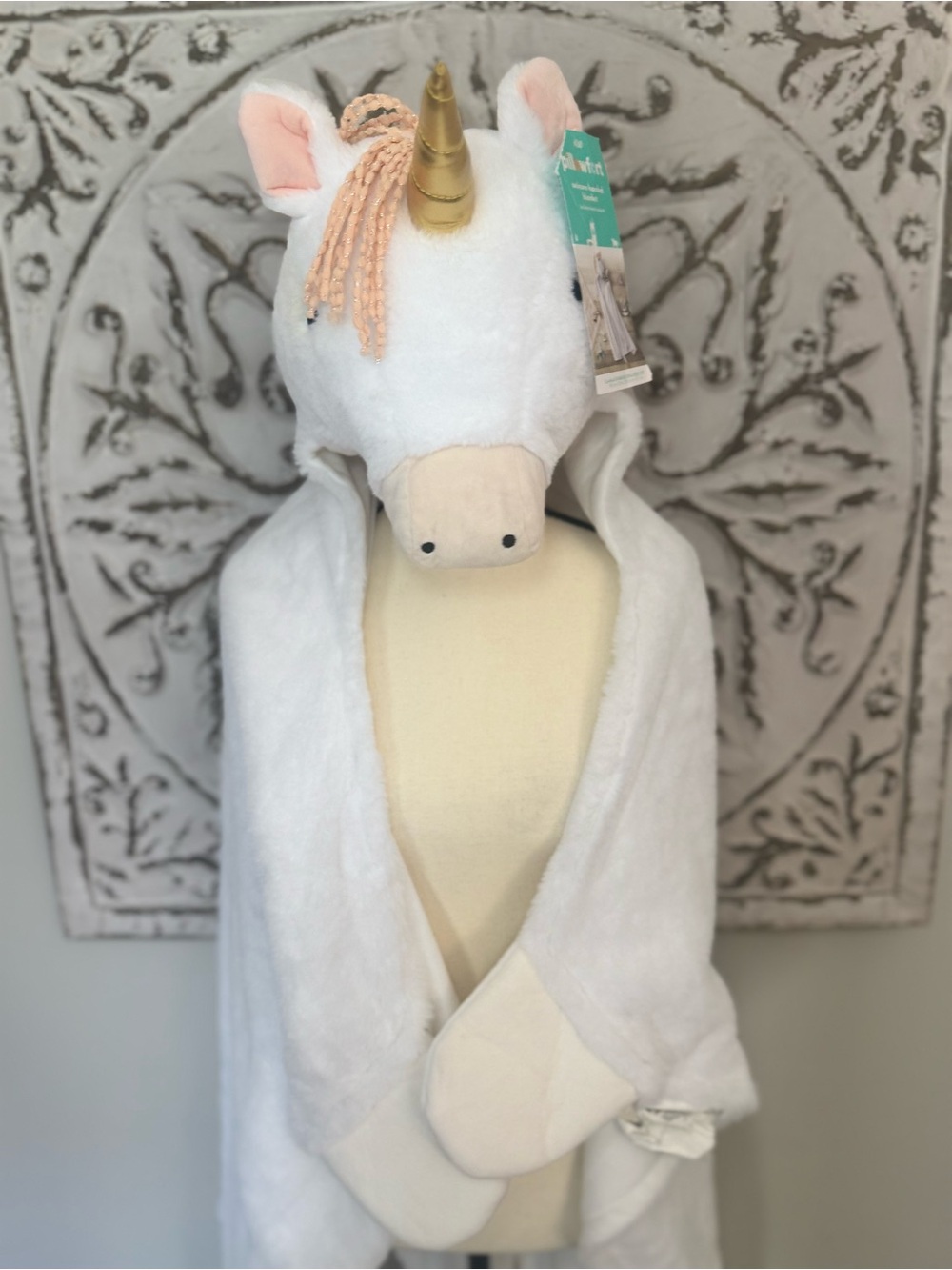Pillowfort Unicorn Hooded Blanket Plush Throw 40x50 NWT